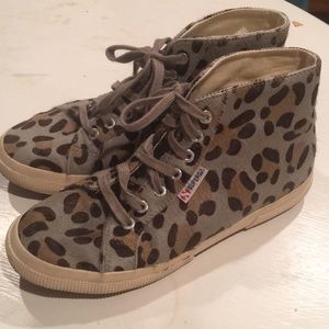 2095 Leopard Print Calf Hair High Top Sneaker